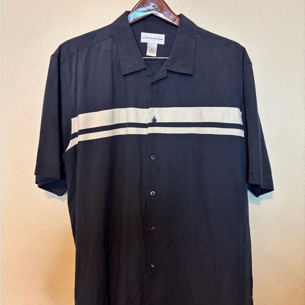Croft and Barrow‎ Mens Size XL 100 Percent Silk Shirt Good Condition Black